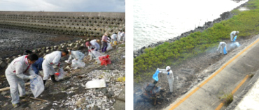 海岸、河川清掃活動の風景写真